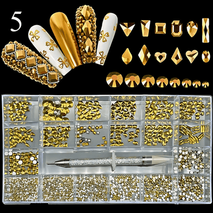 2800pcs Luxury Diamond, Rhinestone, Crystal Nail Art Decorations