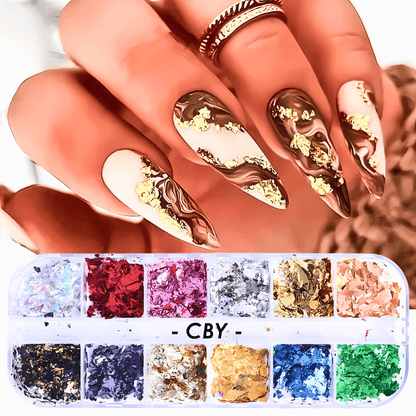 12 Color  Fire Opal Nail Powder and Opal Flakes