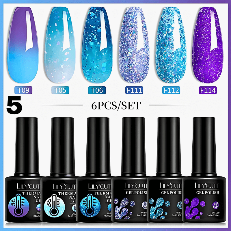 7ML 6PCS Winter Series Color Changing Thermal Gel Nail Polish