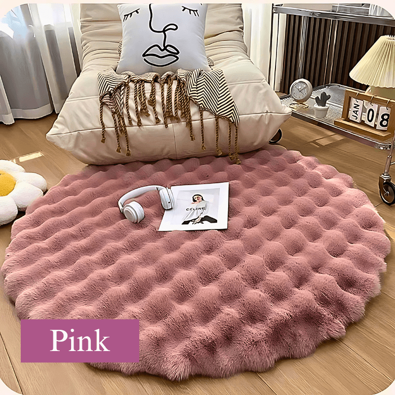 Incredibly Soft  Fluffy Soft  Round  Faux Rabbit Area Rug