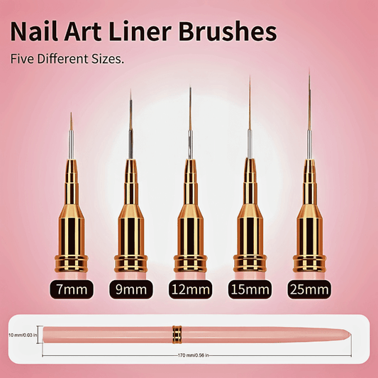 5ct Set of Fine Liner Brushes for Nail Art Painting,