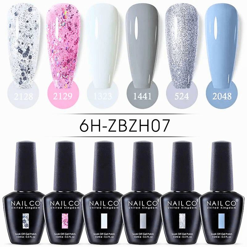 6pcs Ice Transparent Jelly Nail Gel Polish