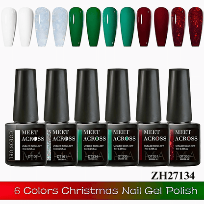 6pcs Christmas Gel Nail Polish Kit