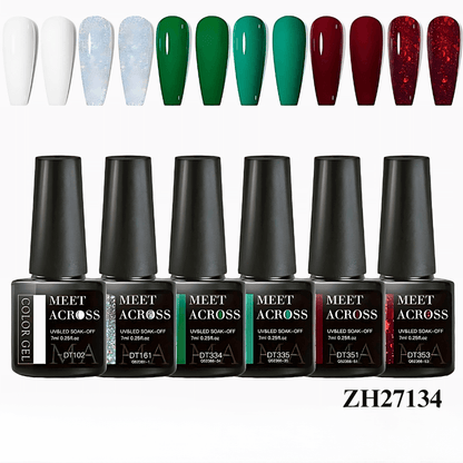 6pcs Colorful Sparkle Gel Nail Polish Kit