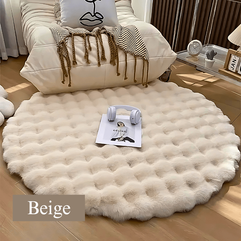 Incredibly Soft  Fluffy Soft  Round  Faux Rabbit Area Rug