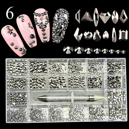 2800pcs Luxury Diamond, Rhinestone, Crystal Nail Art Decorations