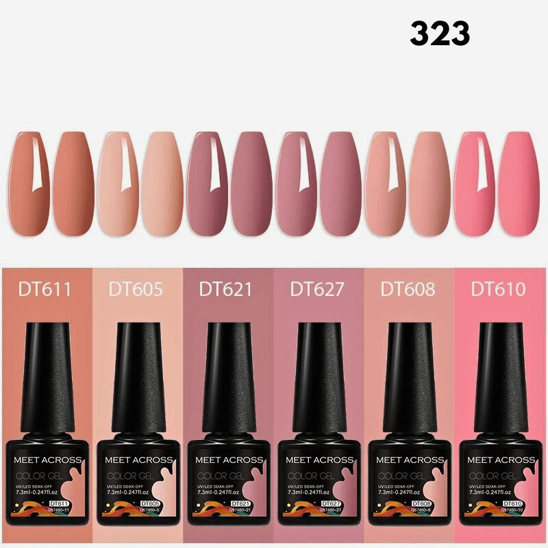 6Pcs/Set 7.3ml Nude Brown Series Gel Polish