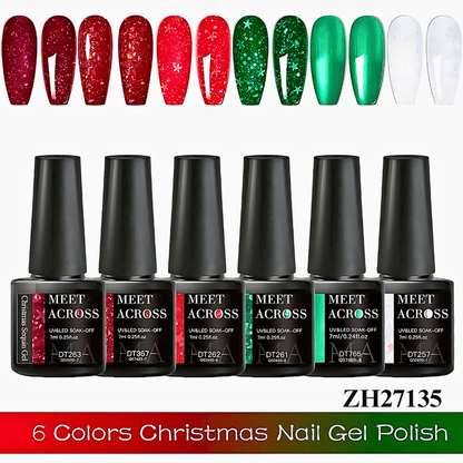 6pcs Christmas Gel Nail Polish Kit