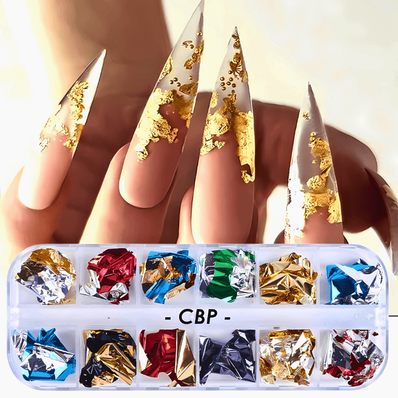 12 Color  Fire Opal Nail Powder and Opal Flakes