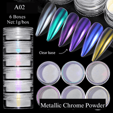 Load image into Gallery viewer, 6 Box sets of Pearl, Mirrored, Metallic, Chameleon or Neon Chrome Nail Powder
