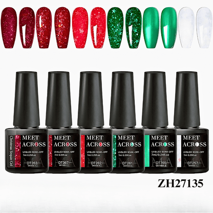 6pcs Colorful Sparkle Gel Nail Polish Kit