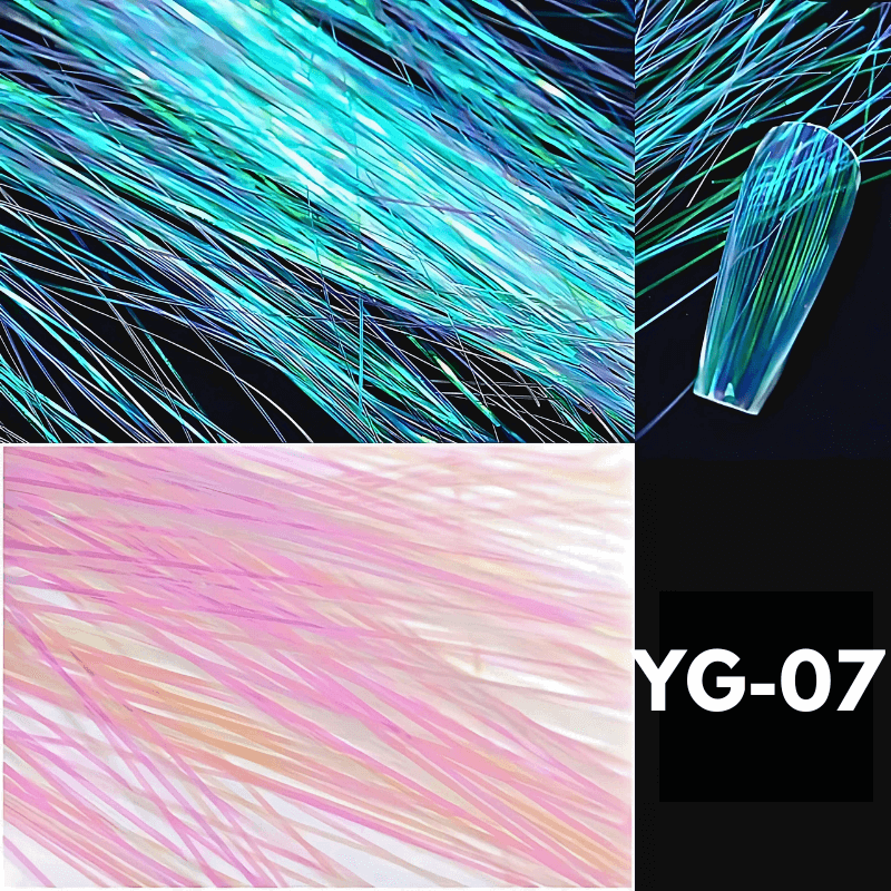 1 Bag 3D Fluorescent Laser Glitter Thread Nail Decals