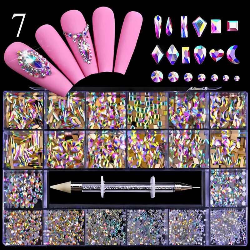 2800pcs Luxury Diamond, Rhinestone, Crystal Nail Art Decorations