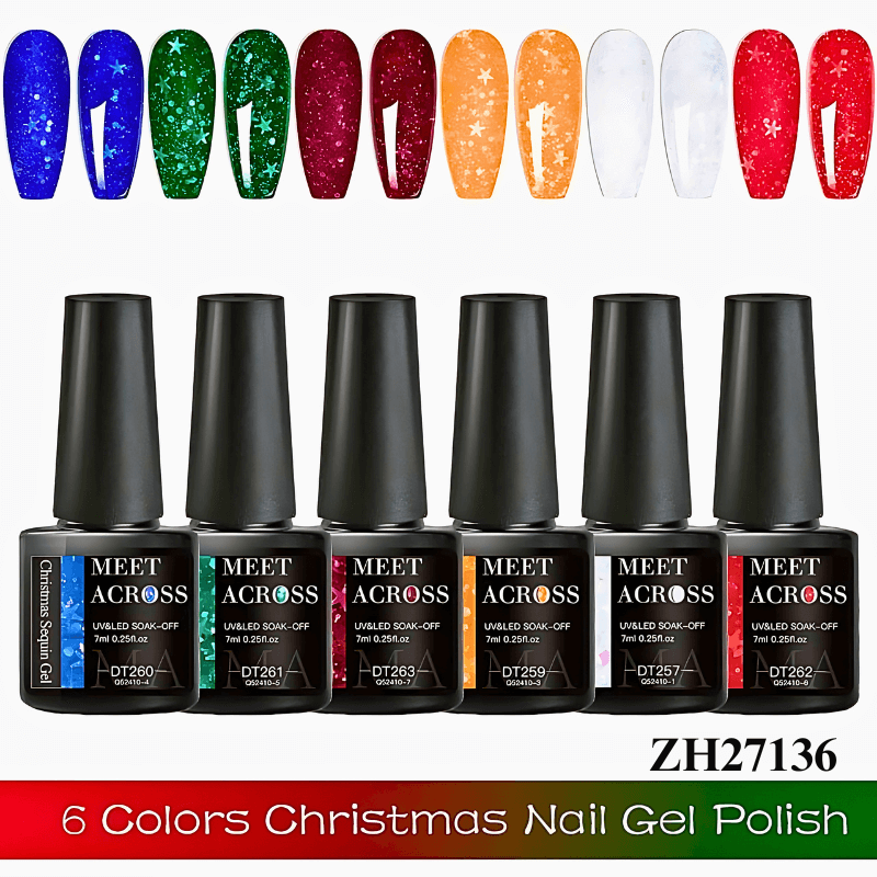 6pcs Christmas Gel Nail Polish Kit