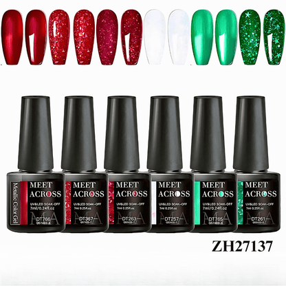 6pcs Colorful Sparkle Gel Nail Polish Kit