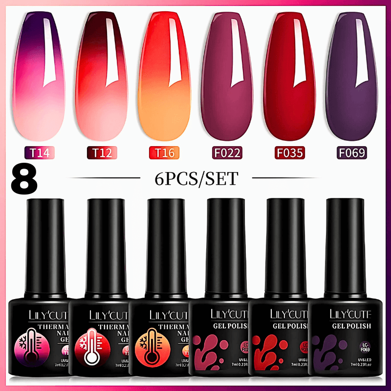 7ML 6PCS Winter Series Color Changing Thermal Gel Nail Polish