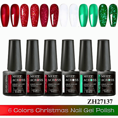 6pcs Christmas Gel Nail Polish Kit