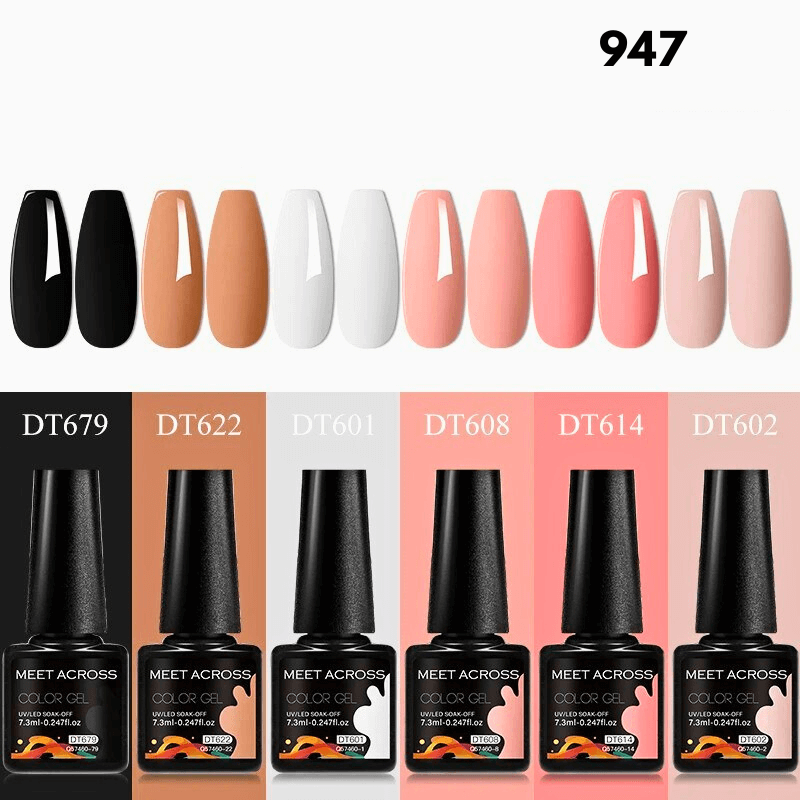 6Pcs/Set 7.3ml Nude Brown Series Gel Polish