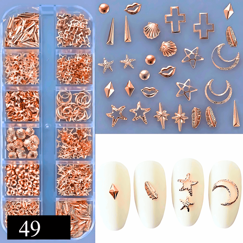 12Grid/box  1/2/3/5mm Flatback Nail Charms