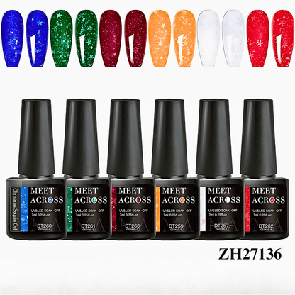 6pcs Colorful Sparkle Gel Nail Polish Kit