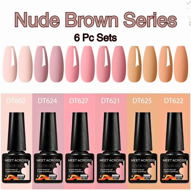 6Pcs/Set 7.3ml Nude Brown Series Gel Polish