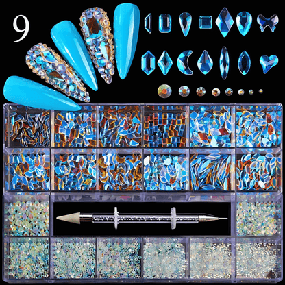 2800pcs Luxury Diamond, Rhinestone, Crystal Nail Art Decorations