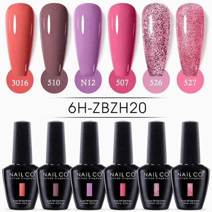 6pcs Ice Transparent Jelly Nail Gel Polish