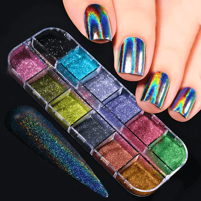 12 Color  Fire Opal Nail Powder and Opal Flakes