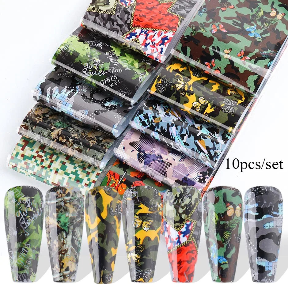 10pcs Camouflage Como Stickers for Nails