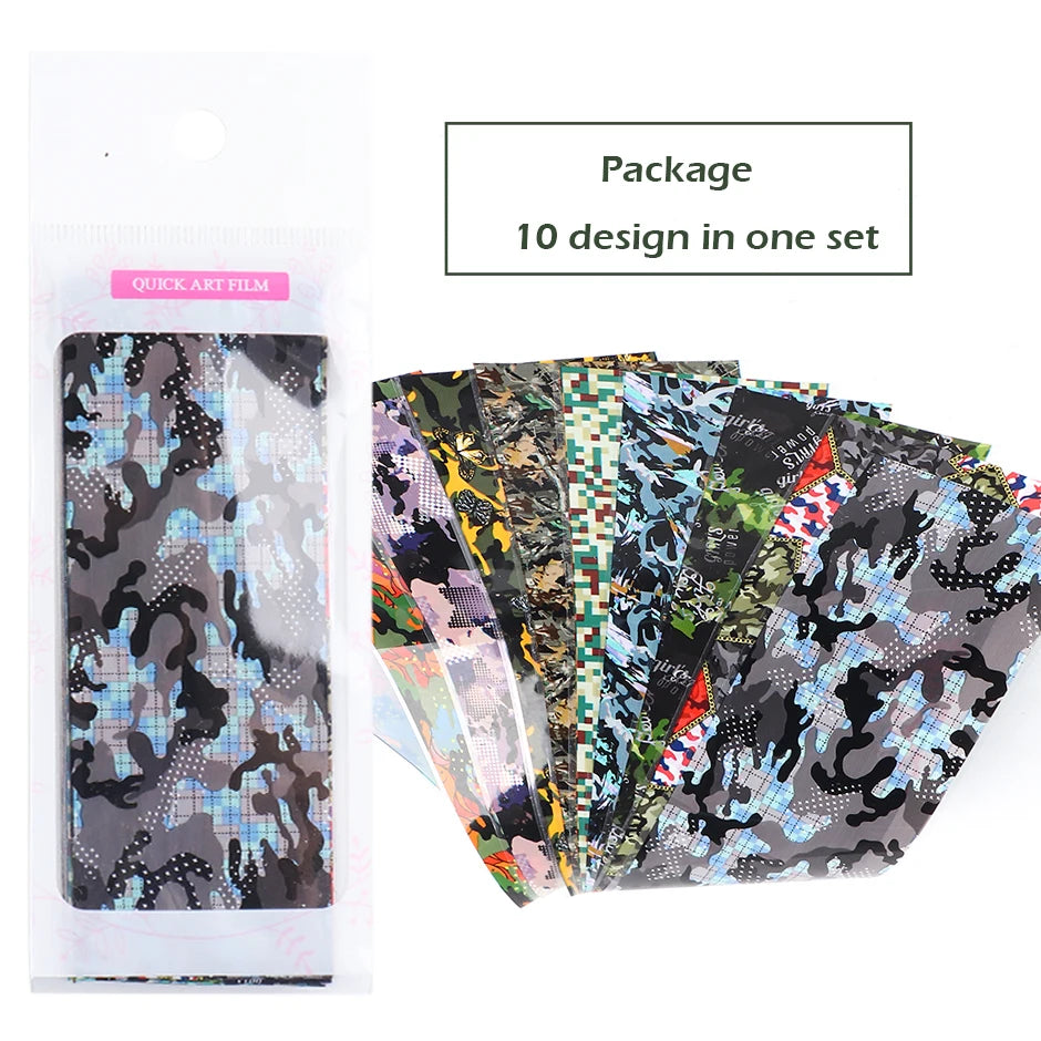 10pcs Camouflage Como Stickers for Nails