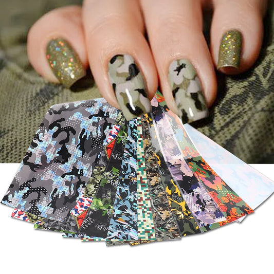 10pcs Camouflage Como Stickers for Nails