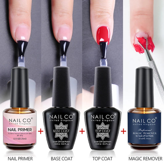 2/3/4 Piece Sets of 15ml Nail Primer/  Top Coat  /Base Coat  and Magic Remover.