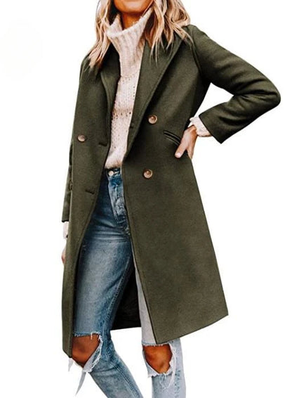 Women's Winter Wool Single-Breasted Peacoat