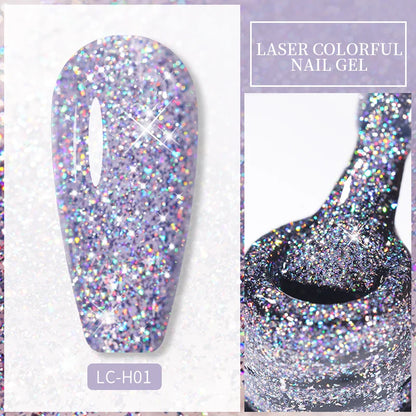 Spring Color Sparkling Sequins Holographic Glitter Gel Nail Polish