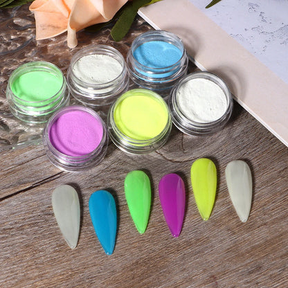 6pcs Glow In The Dark Luminous Nail Powder