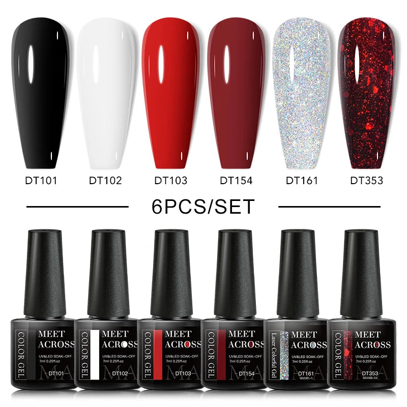 6PCS/SET Glitter Sequins Gel Nail Polish