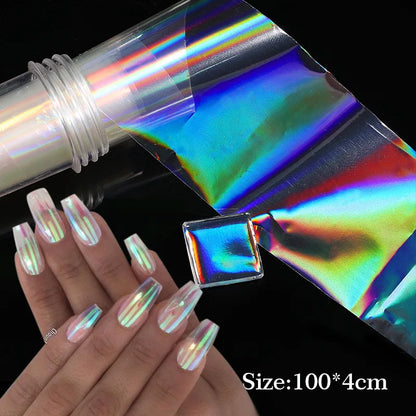 4x100cm  Aurora Holographic Nail Transfer Decals