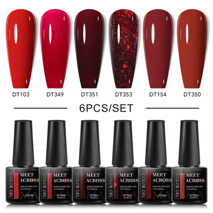 6PCS/SET Glitter Sequins Gel Nail Polish