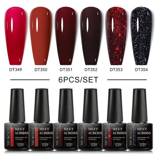 6PCS/SET Glitter Sequins Gel Nail Polish