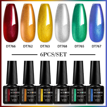 6Pcs/Set Metallic Mirror Gel Nail Polish