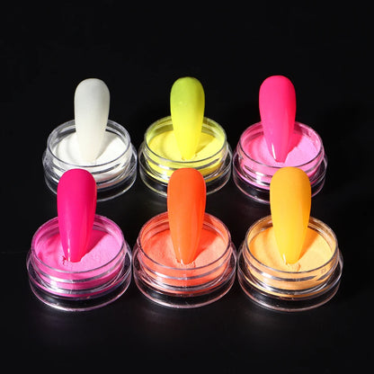 6pcs Glow In The Dark Luminous Nail Powder