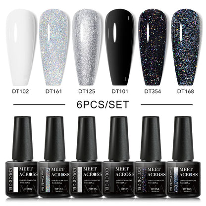 6PCS/SET Glitter Sequins Gel Nail Polish