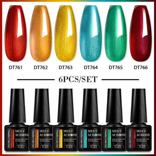 6Pcs/Set Metallic Mirror Gel Nail Polish