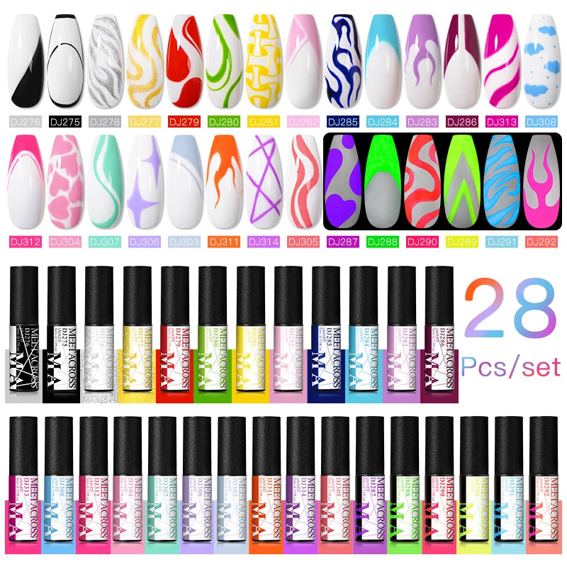 28Pcs/Set Colorful Line Gel Nail Polish