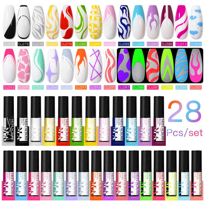 28Pcs/Set Colorful Line Gel Nail Polish