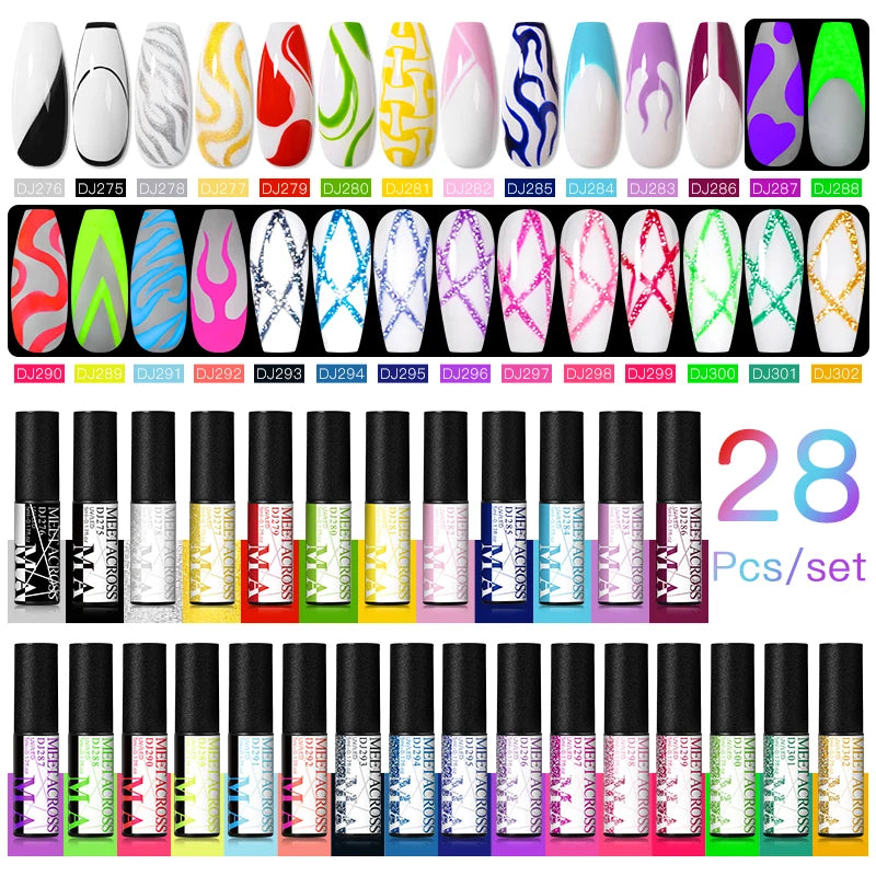 28Pcs/Set Colorful Line Gel Nail Polish