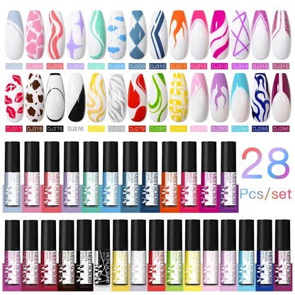 28Pcs/Set Colorful Line Gel Nail Polish