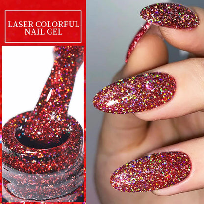 Spring Color Sparkling Sequins Holographic Glitter Gel Nail Polish