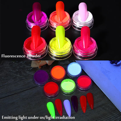 6pcs Glow In The Dark Luminous Nail Powder