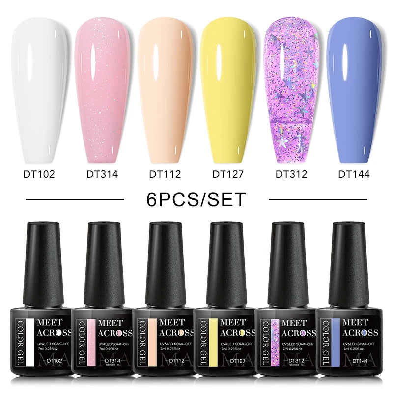 6PCS/SET Glitter Sequins Gel Nail Polish